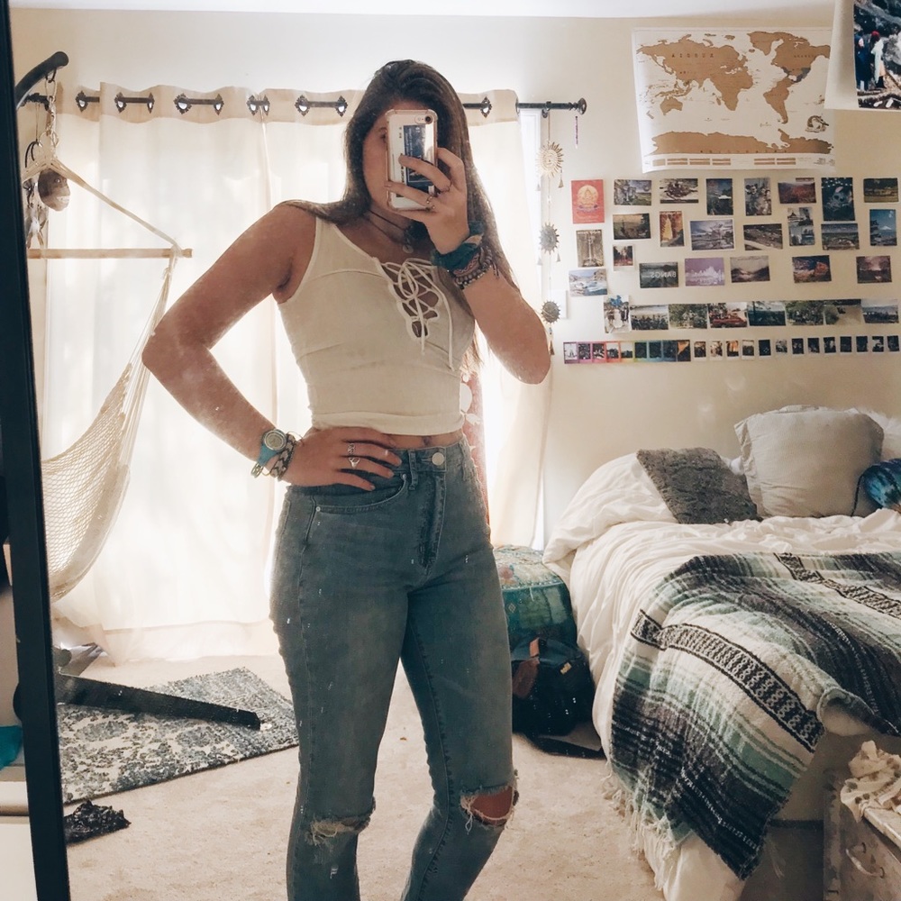 Urban Outfitters Boho Lace Up Crop Top